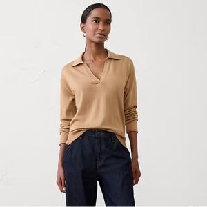 Banana Republic Merino Wool Johnny Collar Sweater in Camel  Size S